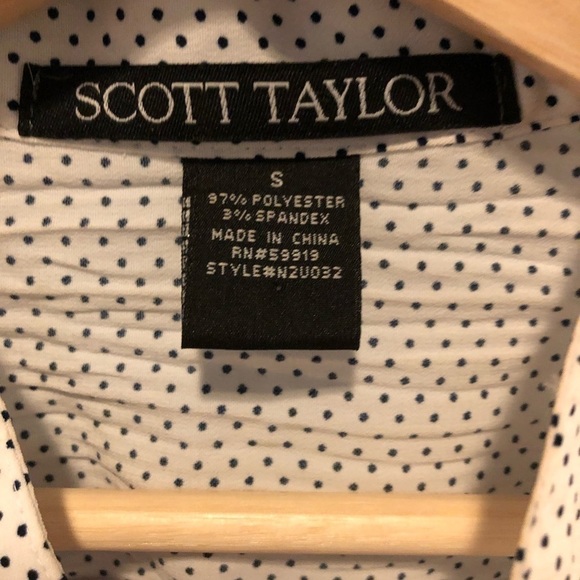 Scott Taylor size small black and white polka dot short sleeve button down shirt - Picture 8 of 9